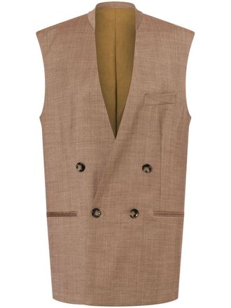 Philosophy di Lorenzo Serafini lapeless double-breasted gilet - women - Wool - 46 - Neutrals