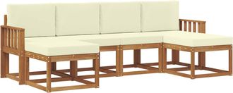 vidaXL Conjunto De Sof&aacute;s De Exterior 6 Uds. Natural Y Crema Vidaxl
