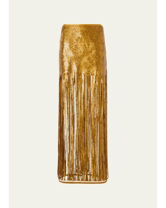 Akris Sequined Fringe Midi Skirt