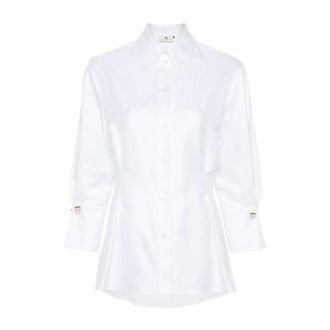 Elisabetta Franchi Shirts, female, White, Size: L White Chevron Shirt
