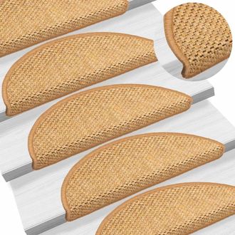 Berkfield Home Stair Mats Self-adhesive Sisal-Look 15 pcs 56x17x3 cm Sisal in Orange | Size: Medium