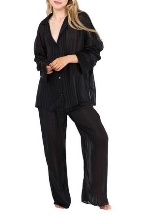 Honeydew Intimates Sheer Bliss Stripe Pajamas in Black at Nordstrom, Size Large