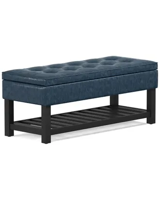 Simpli Home Cosmopolitan 44in Transitional Rectangle Storage Ottoman Bench with Open Bottom