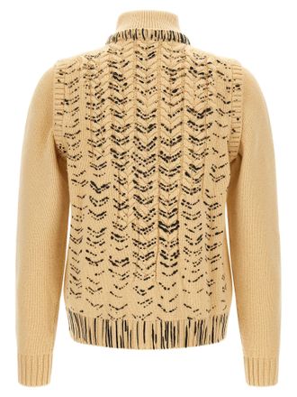 Maison Margiela Openwork Virgin Wool Cardigan - Beige
