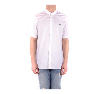 Fred Perry Short Sleeve Shirt - Heren - Korte mouwen Overhemden - Wit - S - Katoen - Overhemden