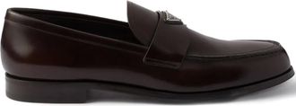 Prada triangle-logo leather loafers - Brown