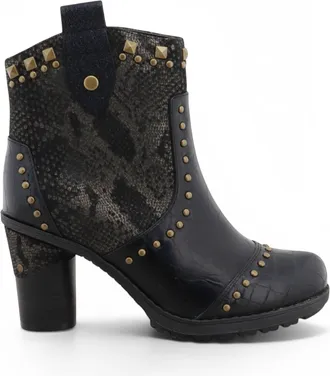 Mustang Jeans Mustang dames zwarte bloemrijke enkellaarzen met hakken - M0162012
