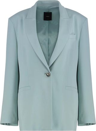 Pinko Faraona Single-breasted jas met &eacute;&eacute;n knoop - Dames - Blazers - Blauw - M - Leer - Jassen