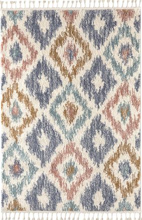 Nazar Rugs Alfombra bereber de 120x170 con motivos geom&eacute;tricos pastel