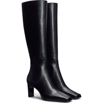 Reformation Claudette Knee High Boot in Black Leather at Nordstrom, Size 10.5
