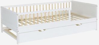 Sweeek Cama Nido Infantil 190cm Pino Natural Con Somier De L&aacute;minas Y Caj&oacute;n