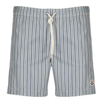 Moncler Beachwear, male, Blue, Size: M Striped Nylon Swim Shorts