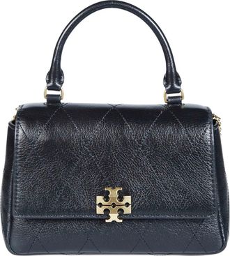 Tory Burch Charlie Quilted Top Handle Chain Wallet - Dames - Handtassen - Zwart - ONE Size - Leer - Tassen