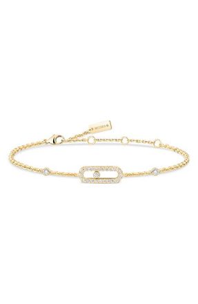Messika Move Uno Pav&eacute; Diamond Bracelet in Yellow Gold at Nordstrom