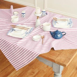 Solino Home Linen Table Throw - Amalfi Stripe, 52 x 52, 52 x 52 in Cherry Blossom And White at Nordstrom, Size Small