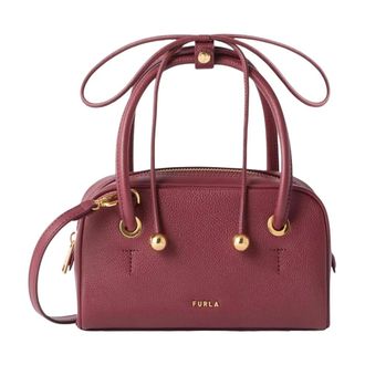 Furla Tassen, Dames, Rood, ONE Size, Leer, Textured Leather Top Handle Bag with Adjustable Strap
