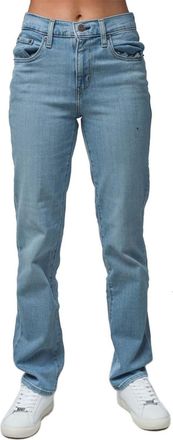 Levi's Damesjeans 724 van katoen met hoge taille (Lichtblauw)
