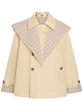 Damson Madder Jerry Reversible Cropped Cotton Trench Coat - Beige - 12 (UK12 / M)