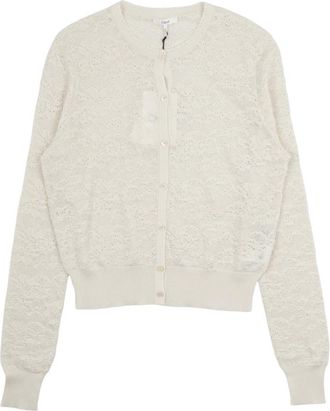 Chlo&eacute; Twin Set van katoen-zijde tricot - Dames - Vesten - Wit - L - Katoen - Truien & Vesten