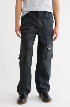 Rta Roman Straight Cargo Jeans in Dark Blue Waxed at Nordstrom Rack, Size 31