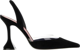 Amina Muaddi Lara Sling 95 - Dames - Pumps - Zwart - 37 1/2 EU - Leer - Schoenen
