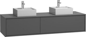 Vente-Unique Mueble flotante de baño en color gris antracita con lavabo doble - L150 cm - ISAURE II
