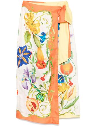 Alemais Flores midi skirt - women - Silk/Cotton - 8 - Neutrals