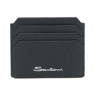 Santoni Wallets & Cardholders, male, Blue, Size: ONE SIZE Tumbled Leather Credit Card Holder