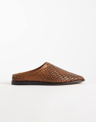 Abercrombie & Fitch Sabot marroni in pelle intrecciata-Marrone