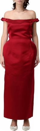 Magda Butrym Womens Off The Shoulder Dress In Bordeaux