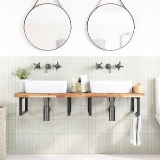 Berkfield Home Bathroom Vanity Top Untreated 120x50x4 cm Solid Wood Acacia in Brown | Size: 120 x 50 x 4 cm