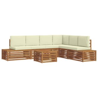 vidaXL Conjunto De Sof&aacute;s De Exterior Con Coj&iacute;n 7 Pieza Natural Y Crema Vidaxl