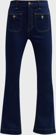 Veronica Beard Carson High Rise Ankle Flare Jeans with Patch Pockets