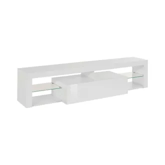 Dmora Dmora - Mobile Porta Tv Ivy, Base Porta Tv, Credenza Bassa Da Soggiorno A 1 Anta, 100% Made In Italy, 160x40h35 Cm, Bianco Lucido