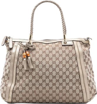 Gucci Pre-owned Tote Bags, female, Brown, Size: ONE SIZE Pre-owned Vintage Monogram Canvas Satchel Bag