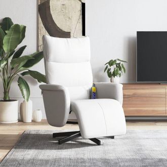 vidaXL Sill&oacute;n Reclinable Masaje Con Reposapi&eacute;s Cuero Sint&eacute;tico Blanco Vidaxl