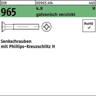 No Brand ~iso7046-1 4.8 M 5x 30 Phillips Kreuzschlitz Verzinkt Senkschraube (din965a)