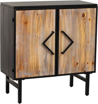 Wanderlust Deco Aparador de metal y madera 2 puertas 75x35x81h cm - negro