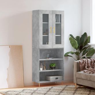 vidaXL Vidaxl - Aparador Alto Madera Contrachapada Gris Hormig&oacute;n 69,5x34x180 Cm