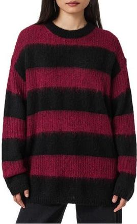 AllSaints Onxy Stripe Sweater in Black/Burgundy at Nordstrom Rack, Size Large