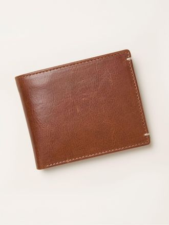 Fat Face FatFace Tan Brown Corner Stitch Detail Leather Wallet