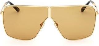Tom Ford Huxley 68mm Oversize Navigator Sunglasses in Shiny Deep Gold /Brown at Nordstrom Rack
