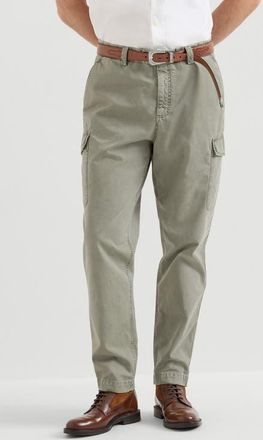 Brunello Cucinelli Peached cotton gabardine trousers with cargo pockets in Military at Nordstrom, Size 48