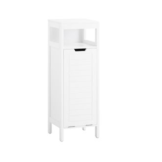 SoBuy Sobuy - Cesto Para Ropa Sucia Armario Multifuncional De Ba&ntilde;o Mueble De Suelo Con 1 Cesto Y 1 Estante Abierto Blanco 30 X 30 X 90 Cm Bzr122-w Es