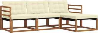 vidaXL Conjunto De Sof&aacute;s De Exterior 4 Uds. Natural Y Crema Vidaxl