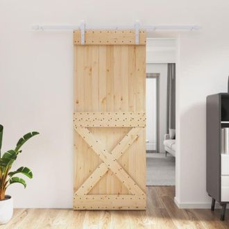 vidaXL Vidaxl - Puerta Corredera Con Herrajes Madera Maciza De Pino 85x210 Cm