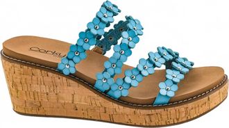 Corkys Footwear Womens LetS Be Friends Wedge Sandals In Teal