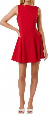 Blue Blush Rachel Low Back Skater Mini Dress In Red
