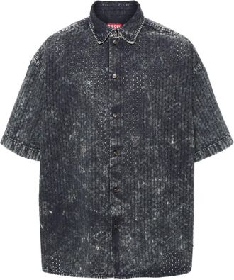 Diesel S-Lazer perforated-design shirt - men - Cotton - 52 - Blue