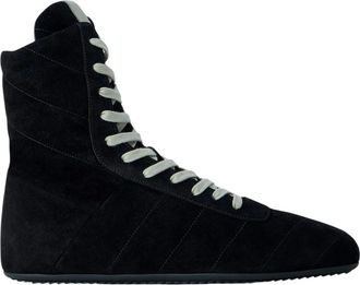 Rick Owens Schoenen, Heren, Zwart, 45 EU, Leer, Quilted Minimal High Sneaks
